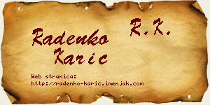 Radenko Karić vizit kartica